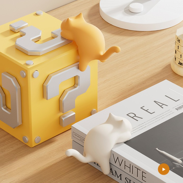 Cute Cat Table Edge Sticky Hook Bag & Key Holder